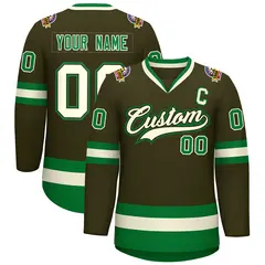 Classic Style Hockey Jersey Olive Khaki Olive-Kelly Green 1