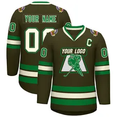 Classic Style Hockey Jersey Olive Khaki Olive-Kelly Green 1