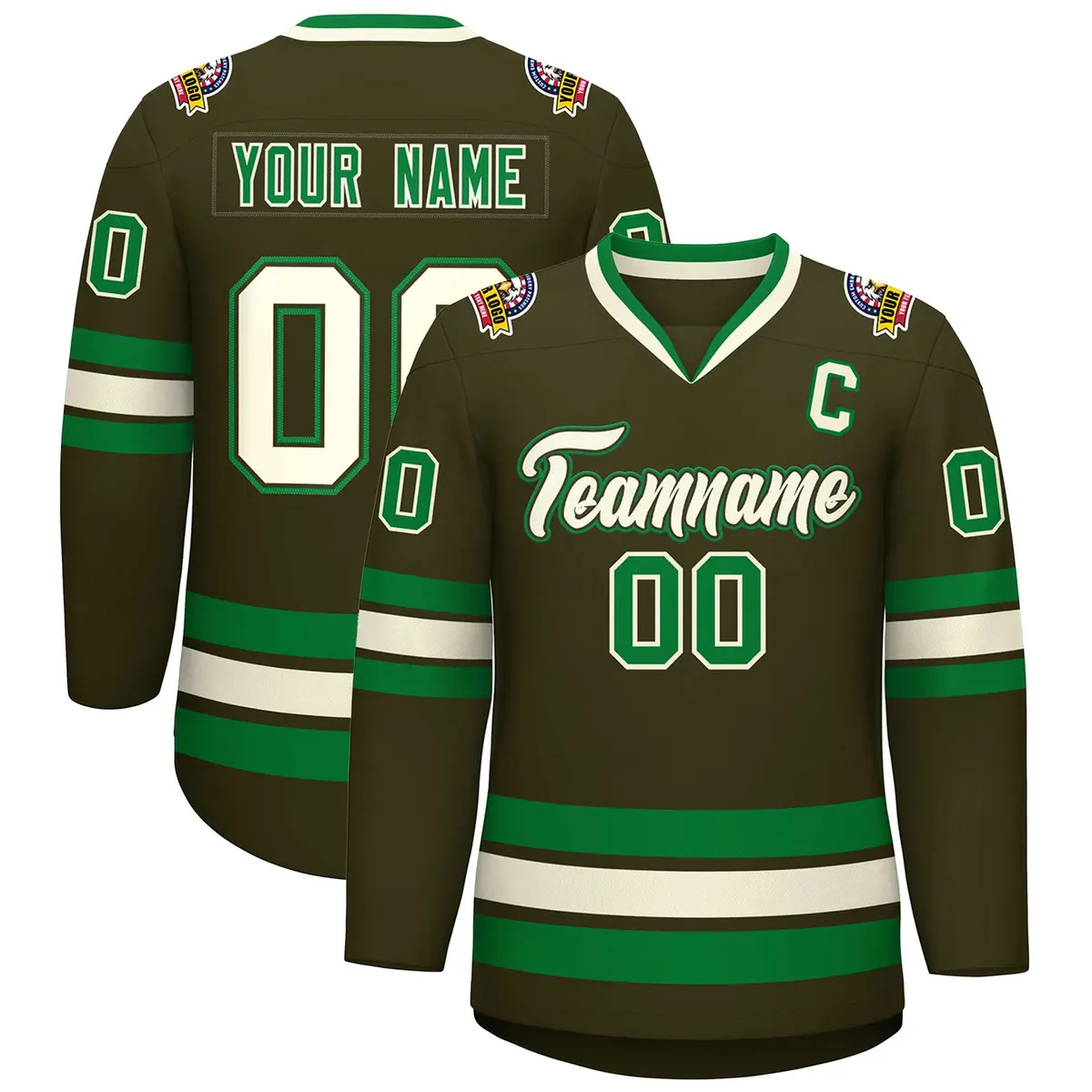 Classic Style Hockey Jersey Olive Khaki Olive-Kelly Green