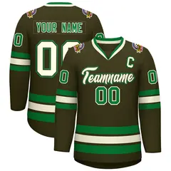 Classic Style Hockey Jersey Olive Khaki Olive-Kelly Green