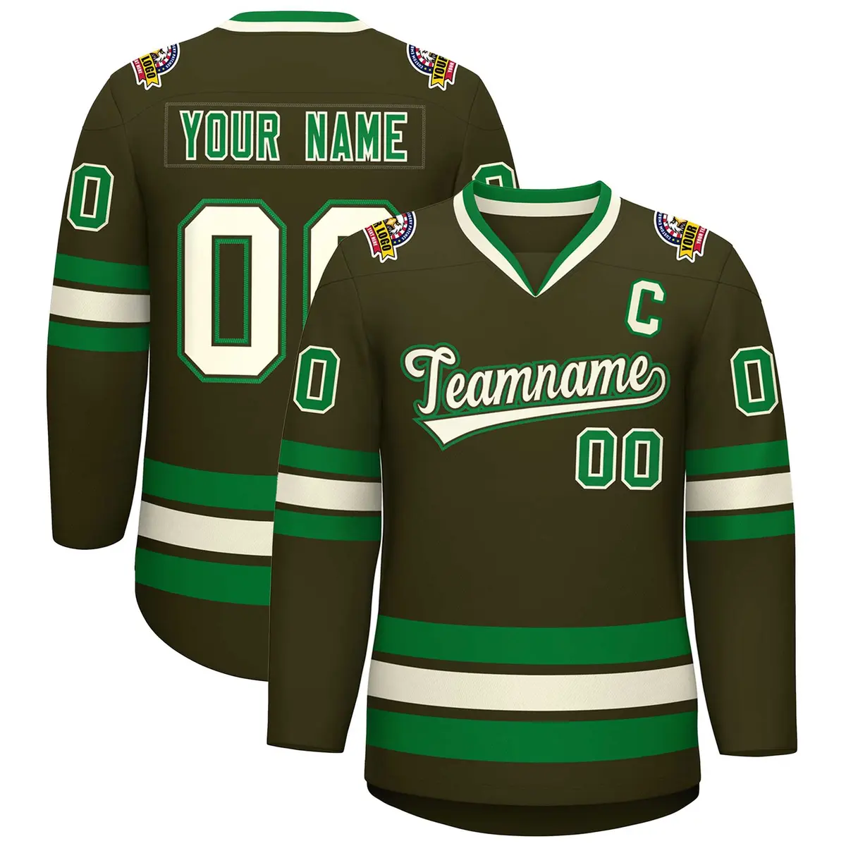 Classic Style Hockey Jersey Olive Khaki Olive-Kelly Green