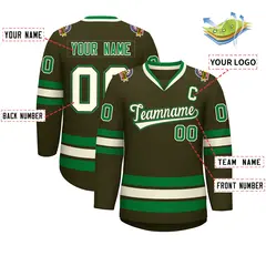 Classic Style Hockey Jersey Olive Khaki Olive-Kelly Green 2