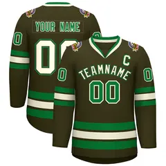 Classic Style Hockey Jersey Olive Khaki Olive-Kelly Green 1