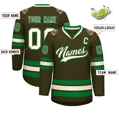 Classic Style Hockey Jersey Olive Khaki Olive-Kelly Green 2
