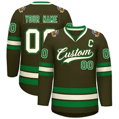 Classic Style Hockey Jersey Olive Khaki Olive-Kelly Green 1