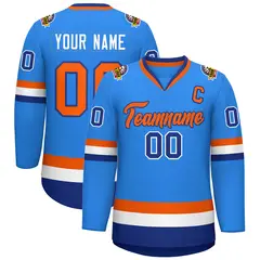 Classic Style Hockey Jersey Powder Blue Orange-Royal 1