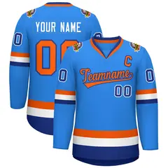 Classic Style Hockey Jersey Powder Blue Orange-Royal 1