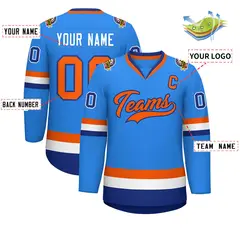 Classic Style Hockey Jersey Powder Blue Orange-Royal 2