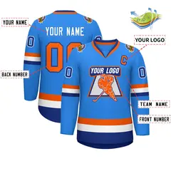 Classic Style Hockey Jersey Powder Blue Orange-Royal 2