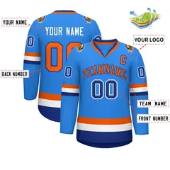 Classic Style Hockey Jersey Powder Blue Orange-Royal 2