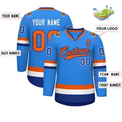 Classic Style Hockey Jersey Powder Blue Orange-Royal 2