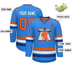 Classic Style Hockey Jersey Powder Blue Orange-Royal 2