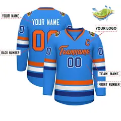 Classic Style Hockey Jersey Powder Blue Orange-Royal 2