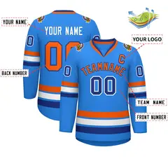Classic Style Hockey Jersey Powder Blue Orange-Royal 2