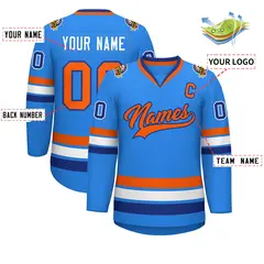 Classic Style Hockey Jersey Powder Blue Orange-Royal 2