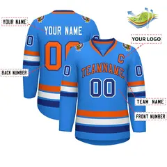 Classic Style Hockey Jersey Powder Blue Orange-Royal 2