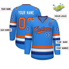 Classic Style Hockey Jersey Powder Blue Orange-Royal 2