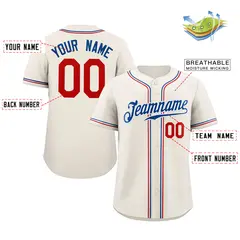 Classic Style Khaki Royal-White Baseball Jersey 2