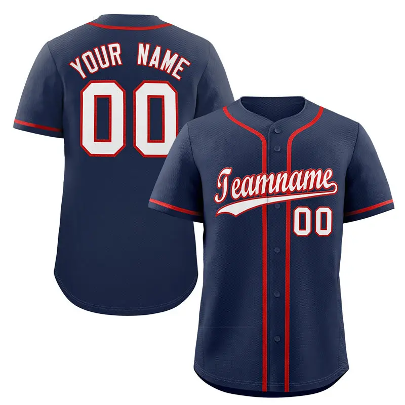 Classic Style Navy White-Red Baseball Jersey