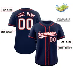Classic Style Navy White-Red Baseball Jersey 2