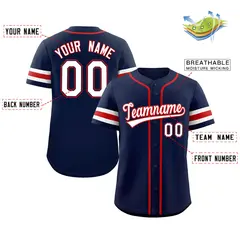 Classic Style Navy White-Red Baseball Jersey 2