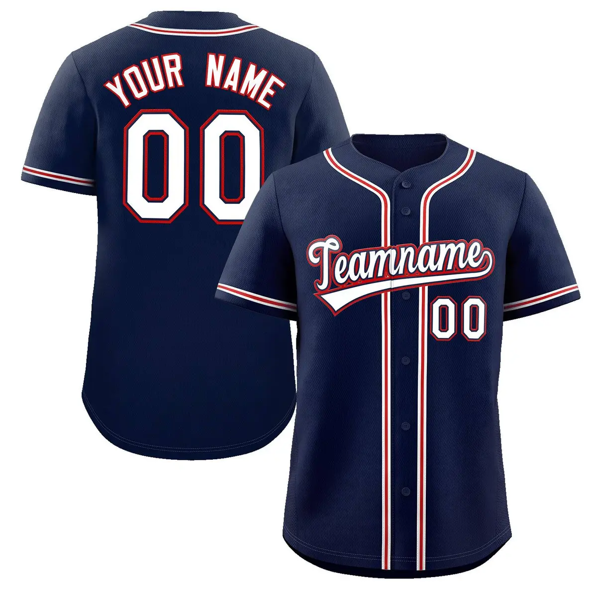 Classic Style Navy White-Red Baseball Jersey