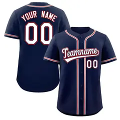 Classic Style Navy White-Red Baseball Jersey 1