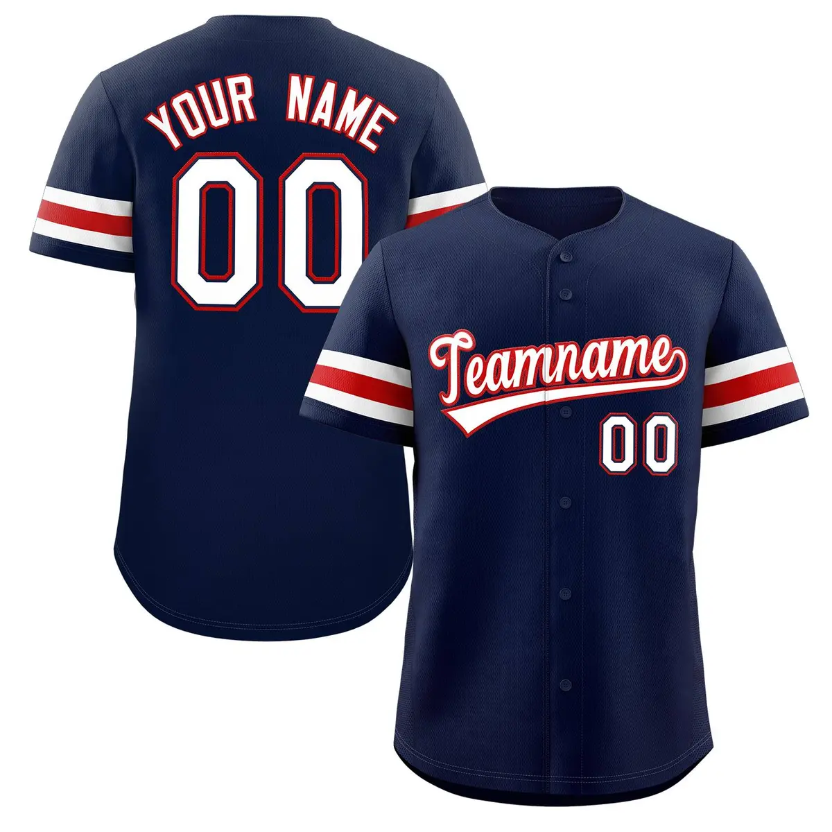 Classic Style Navy White-Red Baseball Jersey