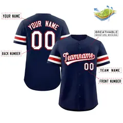 Classic Style Navy White-Red Baseball Jersey 2
