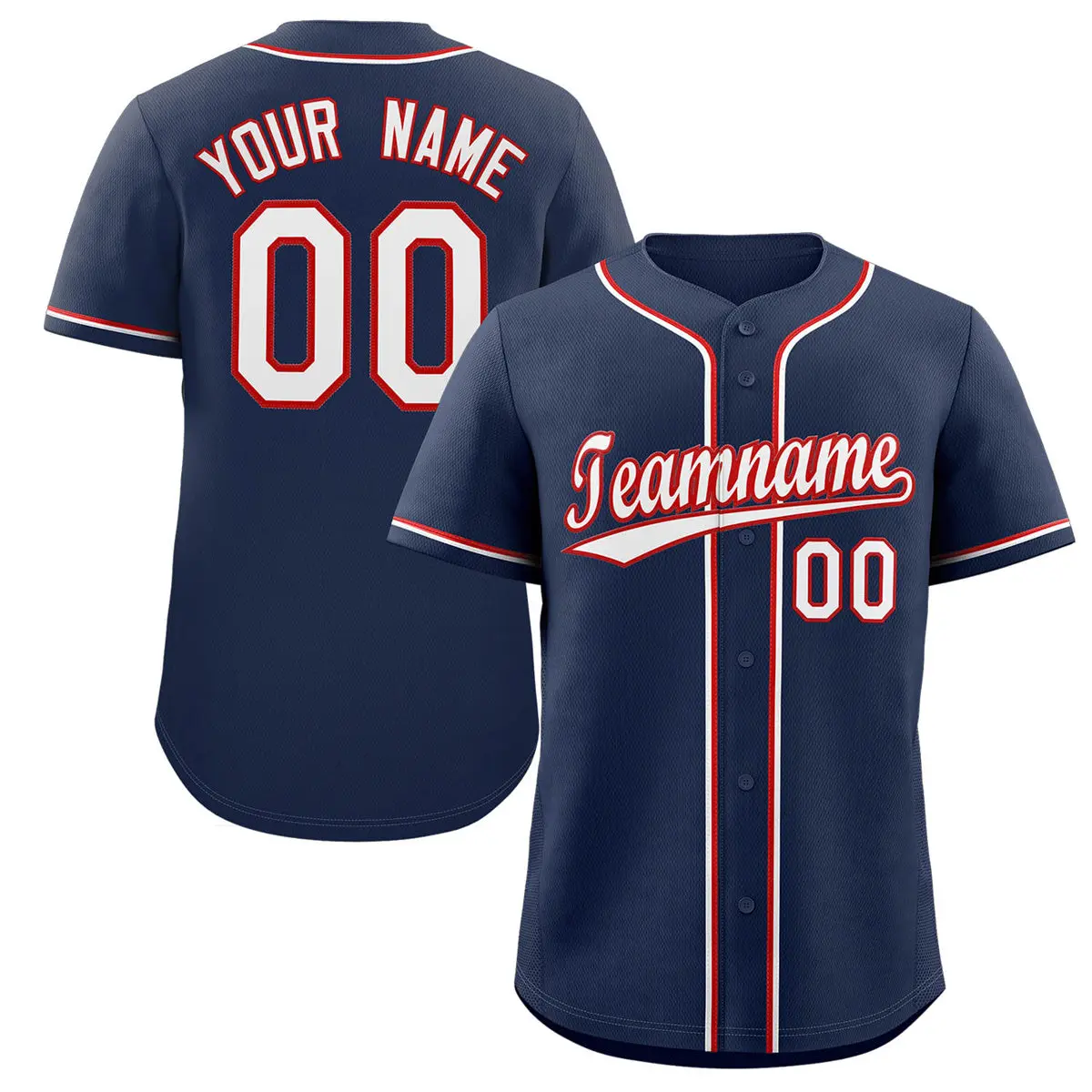 Classic Style Navy White-Red Baseball Jersey
