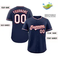 Classic Style Navy White-Red Baseball Jersey 2