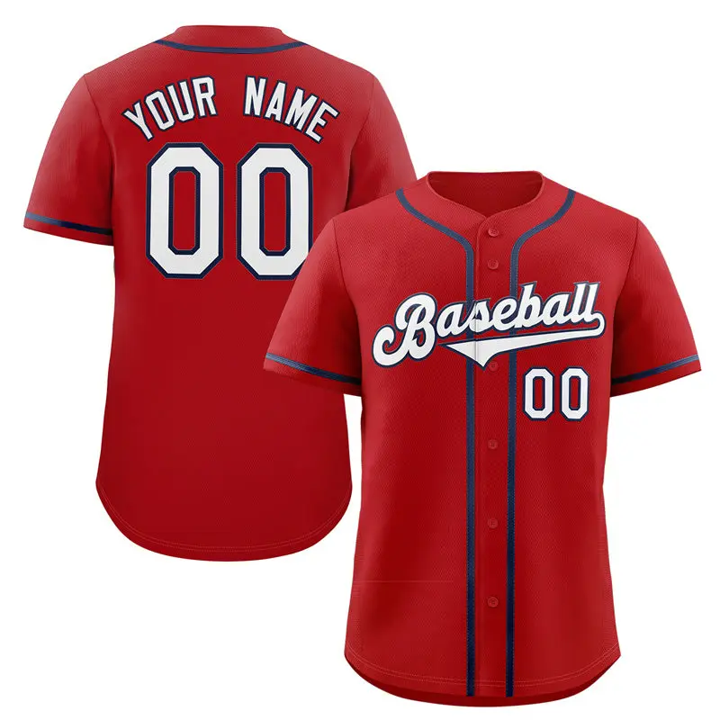 Classic Style Red White-Navy Baseball Jersey