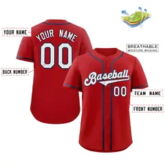 Classic Style Red White-Navy Baseball Jersey 3