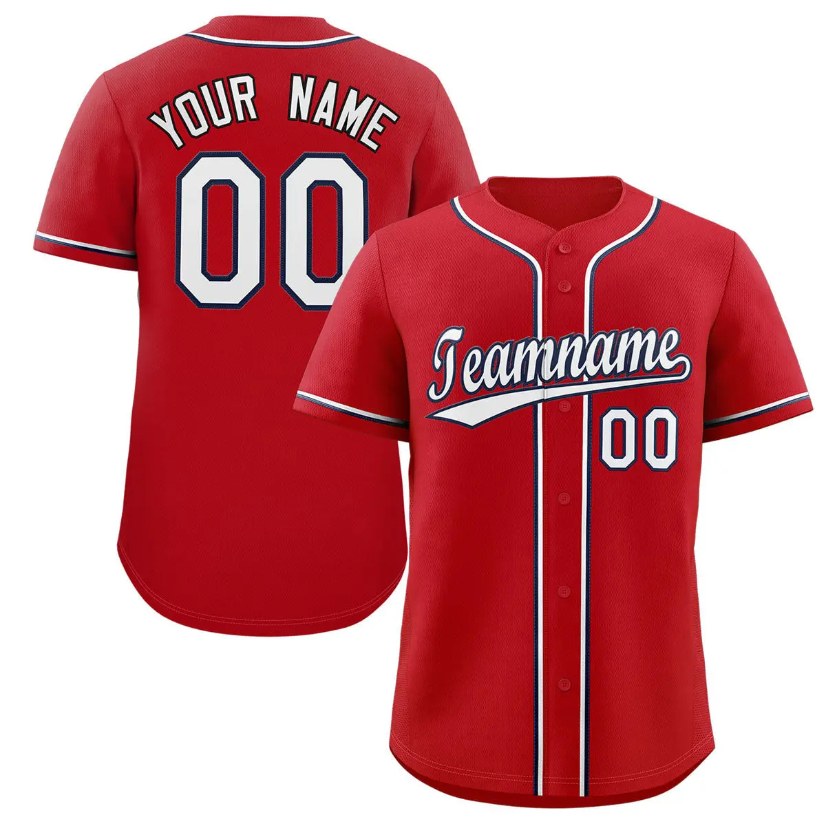 Classic Style Red White-Navy Baseball Jersey