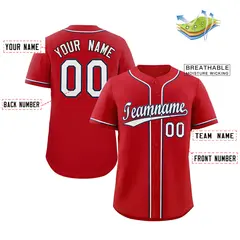 Classic Style Red White-Navy Baseball Jersey 2