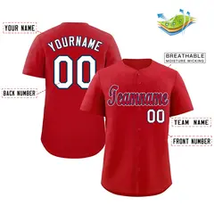 Classic Style Red White-Navy Baseball Jersey 2