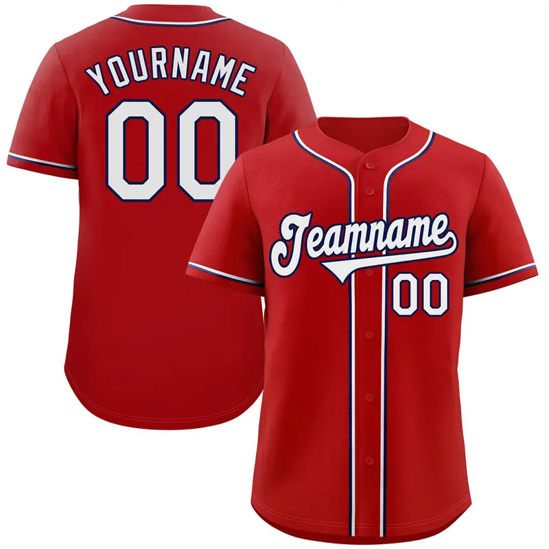 Classic Style Red White-Navy Baseball Jersey