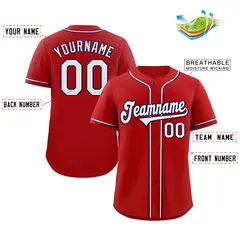 Classic Style Red White-Navy Baseball Jersey 2