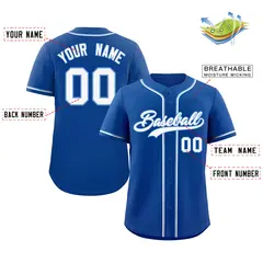 Classic Style Royal White-Light Blue Baseball Jersey 2