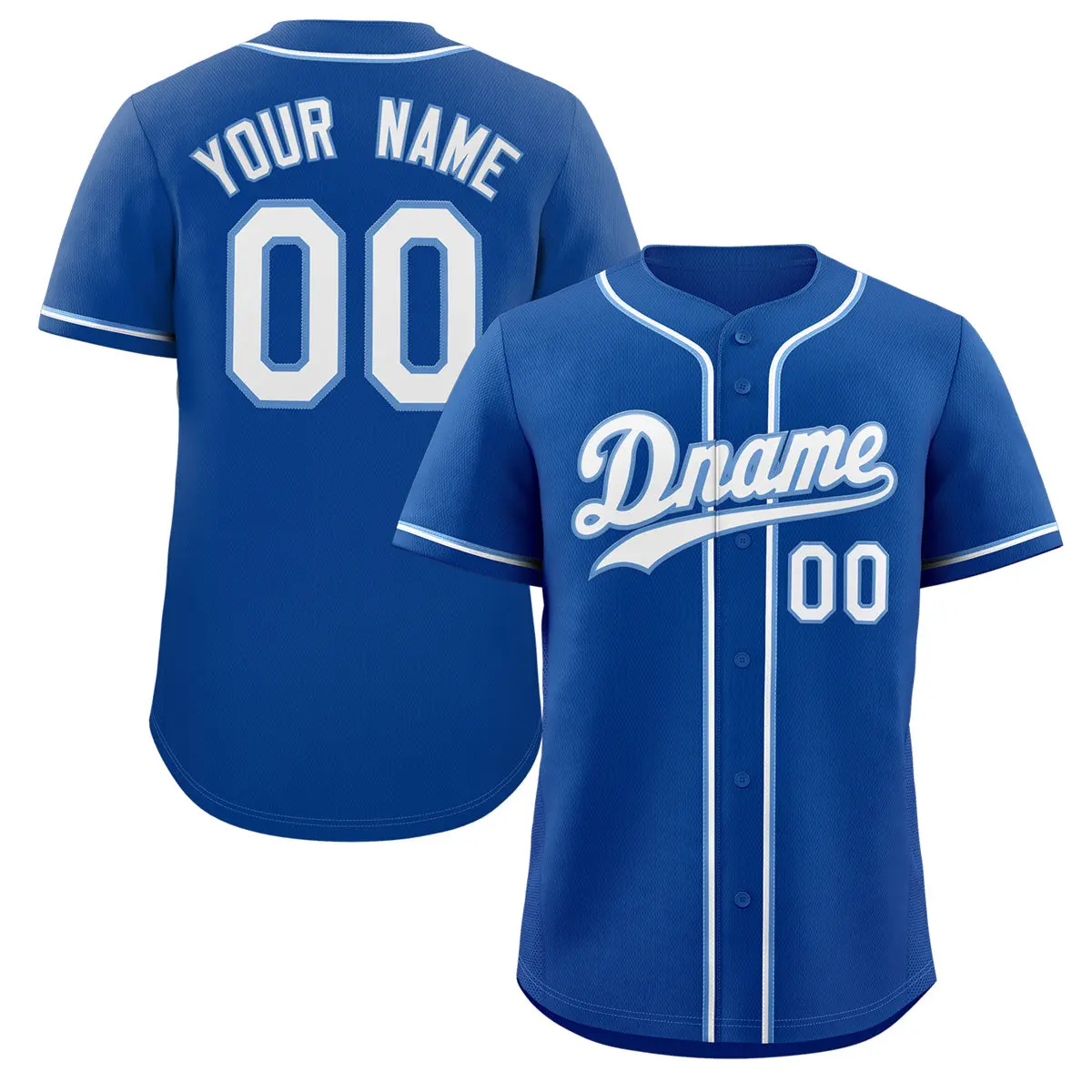 Classic Style Royal White-Light Blue Baseball Jersey