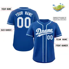 Classic Style Royal White-Light Blue Baseball Jersey 2