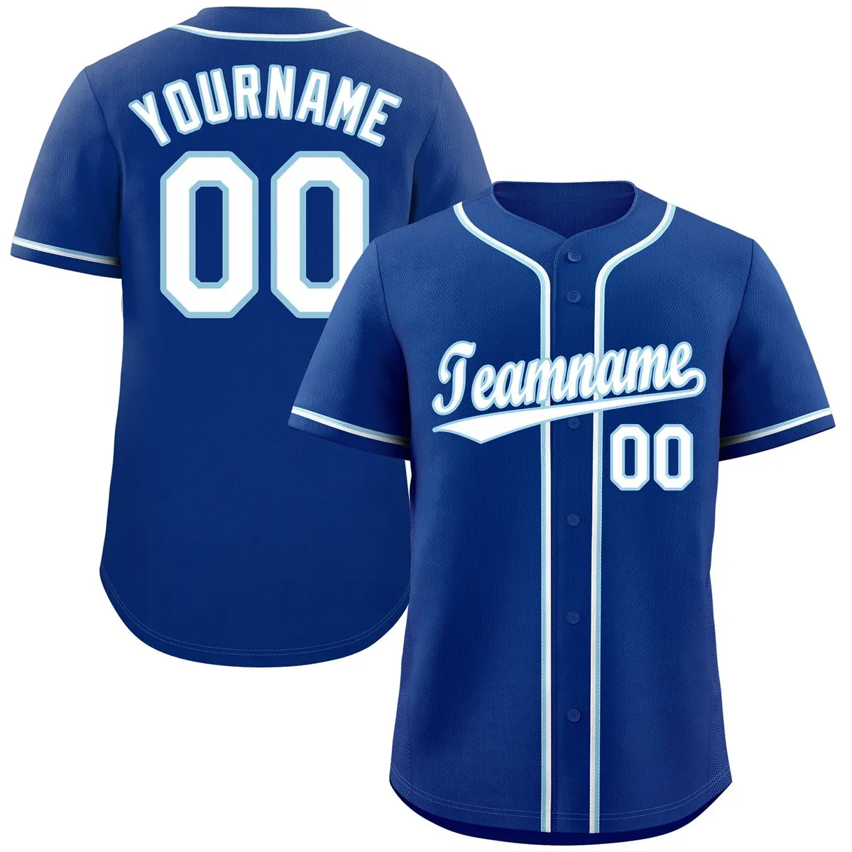 Classic Style Royal White-Light Blue Baseball Jersey