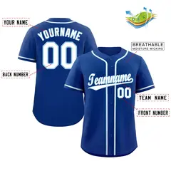 Classic Style Royal White-Light Blue Baseball Jersey 2