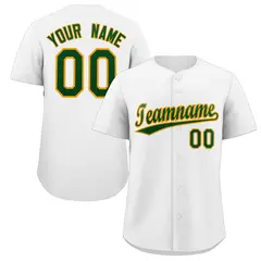 Classic Style White Green-Old Gold Baseball Jersey