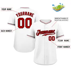 Classic Style White Red-Black Baseball Jersey 2