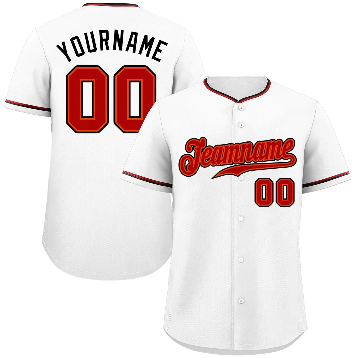 Classic Style White Red-Black Baseball Jersey