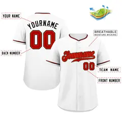 Classic Style White Red-Black Baseball Jersey 2