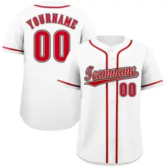 Classic Style White Red-Black Baseball Jersey 1