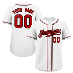 Classic Style White Red-Black Baseball Jersey