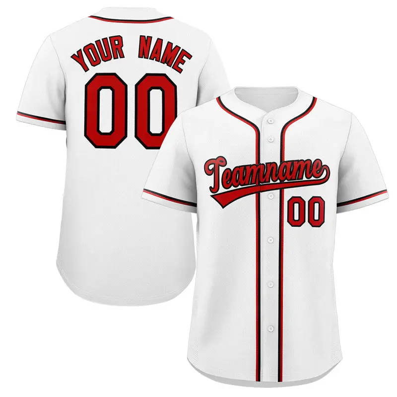 Classic Style White Red-Black Baseball Jersey